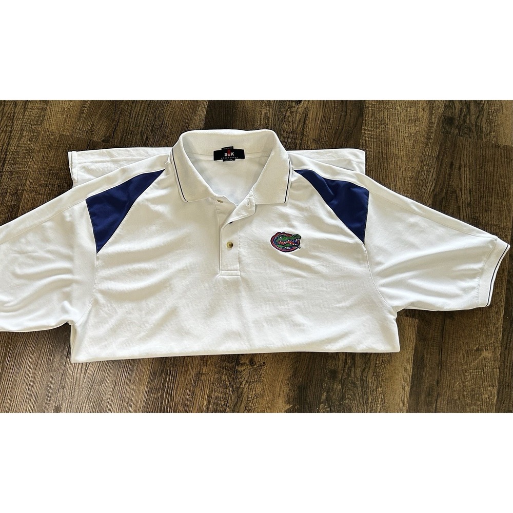 Florida Gators Polo Shirt Men's XL White Blue Embroidered Logo S&K Sportswear - Picture 3 of 9